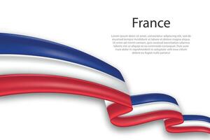 Abstract Wavy Flag of France on White Background vector