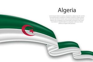 Abstract Wavy Flag of Algeria on White Background vector