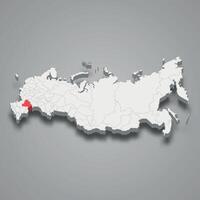 Volgogrado región ubicación dentro Rusia 3d mapa vector