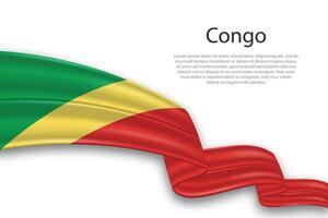 Abstract Wavy Flag of Congo on White Background vector