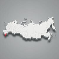 Dagestan region location within Russia 3d map vector