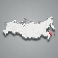 Sakhalin region location within Russia 3d map vector