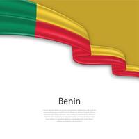 Waving ribbon with flag of Benin vector