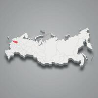 Tver region location within Russia 3d map vector