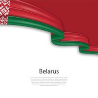 Waving ribbon with flag of Belarus vector