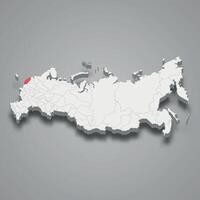 Pskov region location within Russia 3d map vector