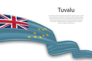 Abstract Wavy Flag of Tuvalu on White Background vector