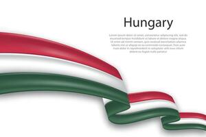 Abstract Wavy Flag of Hungary on White Background vector