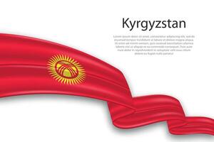 Abstract Wavy Flag of Kyrgyzstan on White Background vector