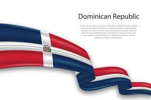 Abstract Wavy Flag of Dominican Republic on White Background vector