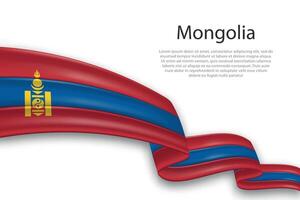 Abstract Wavy Flag of Mongolia on White Background vector