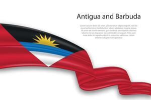 Abstract Wavy Flag of Antigua and Barbuda on White Background vector