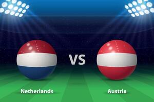 Países Bajos vs Austria. Europa fútbol torneo 2024 vector