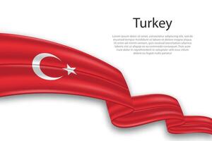 Abstract Wavy Flag of Turkey on White Background vector