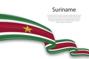 Abstract Wavy Flag of Suriname on White Background vector