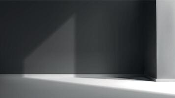 Empty studio room background with light shadow on wall. vector