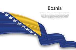 Abstract Wavy Flag of Bosnia on White Background vector
