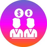 seo equipo dinero glifo degradado circulo icono diseño vector