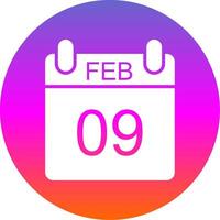 February Glyph Gradient Circle Icon Design vector