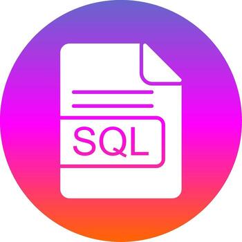 sql archivo formato glifo degradado circulo icono diseño vector