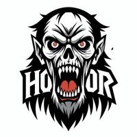 horror logo ilustración plano estilo vector