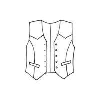 Hand-drawn cowboy waistcoat. Men's clothing in doodle style. illustration of a men's cowboy traditional garment. Isolated on white background. vector