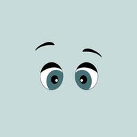 Cartoon funny eyes. Human surprised eyes expressions. Comic eyes character caricature, human eyes emotions. Isolated illustration on blue background. vector