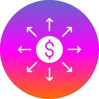 dólar red glifo degradado circulo icono diseño vector