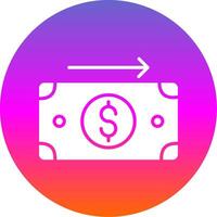 enviar dinero glifo degradado circulo icono diseño vector