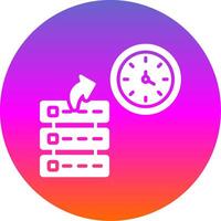 reloj hora glifo degradado circulo icono diseño vector