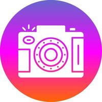 dslr cámara glifo degradado circulo icono diseño vector