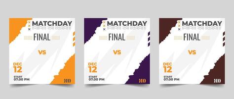 Set of modern sport match social media template vector