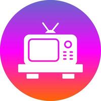 televisión glifo degradado circulo icono diseño vector