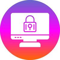 Locked Computer Glyph Gradient Circle Icon Design vector