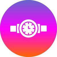 reloj de pulsera glifo degradado circulo icono diseño vector