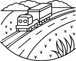 Train coloring pages. Vehicles line art for coloring book vector