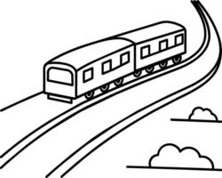 Train coloring pages. Vehicles line art for coloring book vector