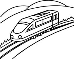 Train coloring pages. Vehicles line art for coloring book vector