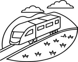 Train coloring pages. Vehicles line art for coloring book vector