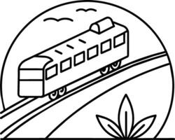 Train coloring pages. Vehicles line art for coloring book vector