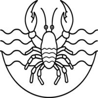 Lobsters line art. Lobsters fish coloring pages for coloring book vector