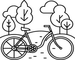 Bicycle coloring pages. Vehicles line art for coloring book vector