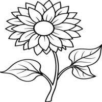 Sunflower coloring pages. Sunflower outline. Flower line art for coloring book vector