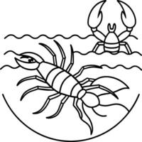 Lobsters line art. Lobsters fish coloring pages for coloring book vector