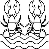 Lobsters line art. Lobsters fish coloring pages for coloring book vector