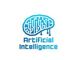 AI Artificial Intelligence icon of computer brain vector