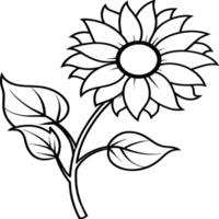 Sunflower coloring pages. Sunflower outline. Flower line art for coloring book vector