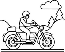 Hand drawn motorcycle isolated on white background coloring page vector