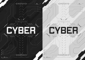 Cyberpunk futuristic poster set. Cyberpunk design for web and print template. Tech flyer with HUD elements collection. Abstract futuristic digital technology design. Virtual environments. vector