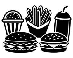 Cute cartoon hand drawn fast food illustration vector